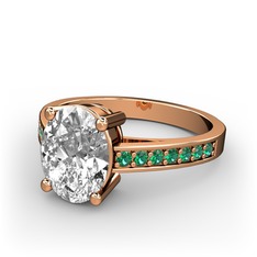 Marvina Tektaş Yüzük - Beyaz zirkon ve yeşil kuvars 14 ayar rose altın yüzük #1xezp9q