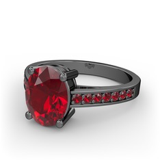 Garnet 925 ayar siyah rodyum kaplama gümüş yüzük