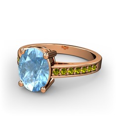 Akuamarin ve peridot 925 ayar rose altın kaplama gümüş yüzük