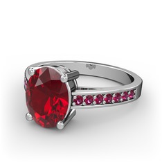 Marvina Tektaş Yüzük - Garnet ve rodolit garnet 8 ayar beyaz altın yüzük #5euv4q