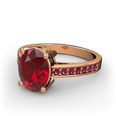 Marvina Tektaş Yüzük - Garnet ve rodolit garnet 14 ayar rose altın yüzük #5szq4j