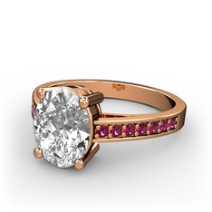 Marvina Tektaş Yüzük - Swarovski ve rodolit garnet 14 ayar rose altın yüzük #5x9jxa