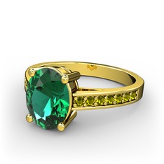 Marvina Tektaş Yüzük - Yeşil kuvars ve peridot 14 ayar altın yüzük #6dk0eo