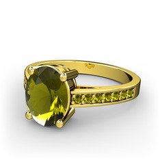 Marvina Tektaş Yüzük - Peridot 14 ayar altın yüzük #6gt8nh
