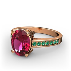 Rodolit garnet ve yeşil kuvars 8 ayar rose altın yüzük