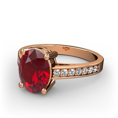 Marvina Tektaş Yüzük - Garnet ve swarovski 925 ayar rose altın kaplama gümüş yüzük #88b5bn