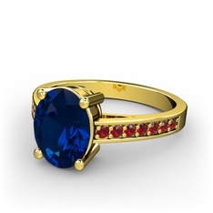 Marvina Tektaş Yüzük - Lab safir ve garnet 14 ayar altın yüzük #arj53c