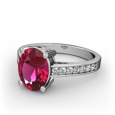 Marvina Tektaş Yüzük - Rodolit garnet ve swarovski 8 ayar beyaz altın yüzük #arvsuz