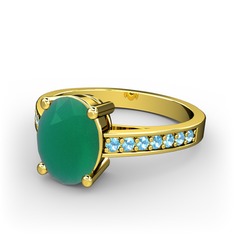 Marvina Tektaş Yüzük - Kök zümrüt ve akuamarin 925 ayar altın kaplama gümüş yüzük #bkz1s3