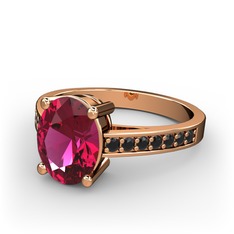 Marvina Tektaş Yüzük - Rodolit garnet ve siyah zirkon 8 ayar rose altın yüzük #d0zs1