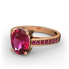 Marvina Tektaş Yüzük - Rodolit garnet 8 ayar rose altın yüzük #d77nmz