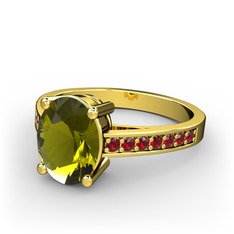 Marvina Tektaş Yüzük - Peridot ve garnet 14 ayar altın yüzük #eanx0n