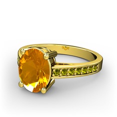 Sitrin ve peridot 8 ayar altın yüzük