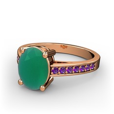 Marvina Tektaş Yüzük - Kök zümrüt ve ametist 14 ayar rose altın yüzük #f3w0tk