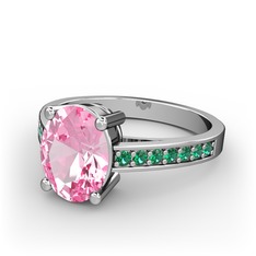 Pembe kuvars ve yeşil kuvars 925 ayar gümüş yüzük