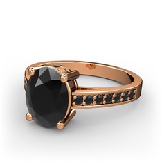 Siyah zirkon 18 ayar rose altın yüzük
