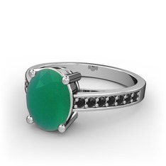 Marvina Tektaş Yüzük - Kök zümrüt ve siyah zirkon 925 ayar gümüş yüzük #ghv1cl