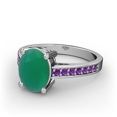 Marvina Tektaş Yüzük - Kök zümrüt ve ametist 14 ayar beyaz altın yüzük #i5t872