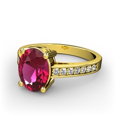 Rodolit garnet ve pırlanta 8 ayar altın yüzük (0.21 karat)