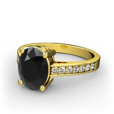 Marvina Tektaş Yüzük - Siyah zirkon ve swarovski 925 ayar altın kaplama gümüş yüzük #k4oau