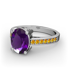 Marvina Tektaş Yüzük - Ametist ve sitrin 925 ayar gümüş yüzük #k6zh5u