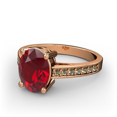 Garnet ve dumanlı kuvars 18 ayar rose altın yüzük
