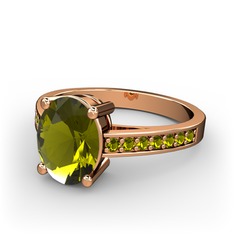 Marvina Tektaş Yüzük - Peridot 18 ayar rose altın yüzük #l3hy69
