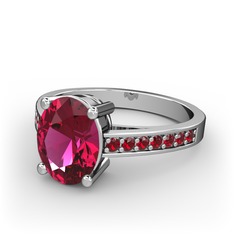 Rodolit garnet ve garnet 8 ayar beyaz altın yüzük