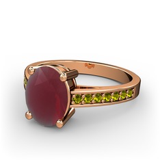 Kök yakut ve peridot 18 ayar rose altın yüzük