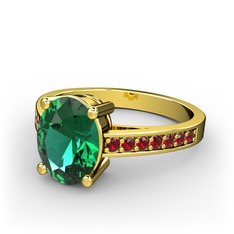 Marvina Tektaş Yüzük - Yeşil kuvars ve garnet 14 ayar altın yüzük #ptcqsm