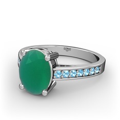 Marvina Tektaş Yüzük - Kök zümrüt ve akuamarin 925 ayar gümüş yüzük #qa6lat