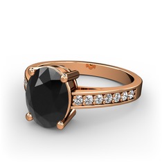 Marvina Tektaş Yüzük - Siyah zirkon ve swarovski 925 ayar rose altın kaplama gümüş yüzük #rek25f