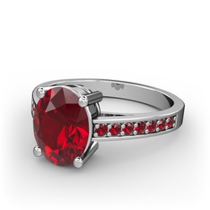 Marvina Tektaş Yüzük - Garnet 14 ayar beyaz altın yüzük #rlsg9k