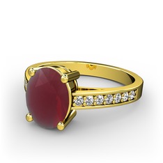 Marvina Tektaş Yüzük - Kök yakut ve pırlanta 18 ayar altın yüzük (0.21 karat) #rxeujj