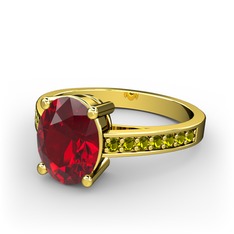 Garnet ve peridot 14 ayar altın yüzük