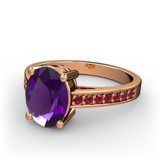 Marvina Tektaş Yüzük - Ametist ve garnet 14 ayar rose altın yüzük #twkhik