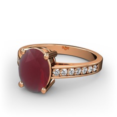 Kök yakut ve pırlanta 8 ayar rose altın yüzük (0.21 karat)