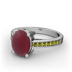 Kök yakut ve peridot 925 ayar gümüş yüzük