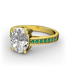 Marvina Tektaş Yüzük - Swarovski ve yeşil kuvars 18 ayar altın yüzük #urwvhv