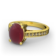 Kök yakut ve dumanlı kuvars 925 ayar altın kaplama gümüş yüzük