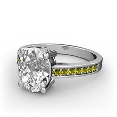 Swarovski ve peridot 18 ayar beyaz altın yüzük