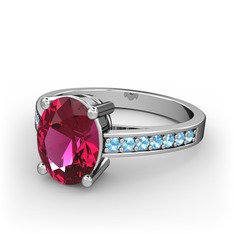 Marvina Tektaş Yüzük - Rodolit garnet ve akuamarin 925 ayar gümüş yüzük #w8geiz