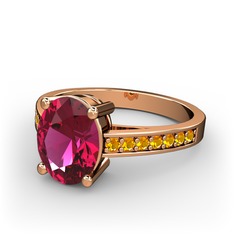 Rodolit garnet ve sitrin 18 ayar rose altın yüzük