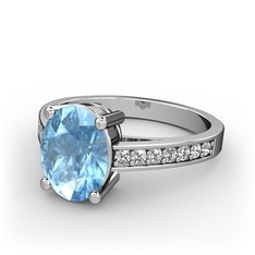 Marvina Tektaş Yüzük - Akuamarin ve beyaz zirkon 925 ayar gümüş yüzük #wqefyc