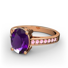 Marvina Tektaş Yüzük - Ametist ve pembe kuvars 14 ayar rose altın yüzük #ylno7g