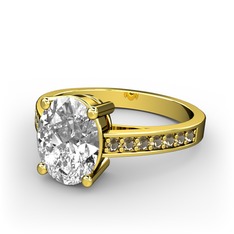 Beyaz zirkon ve dumanlı kuvars 925 ayar altın kaplama gümüş yüzük