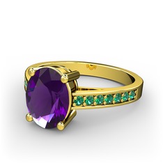 Marvina Tektaş Yüzük - Ametist ve yeşil kuvars 18 ayar altın yüzük #zh4dhs