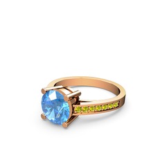 Akuamarin ve peridot 925 ayar rose altın kaplama gümüş yüzük