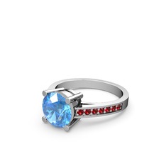 Akuamarin ve garnet 925 ayar gümüş yüzük