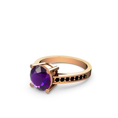Ametist ve siyah zirkon 18 ayar rose altın yüzük